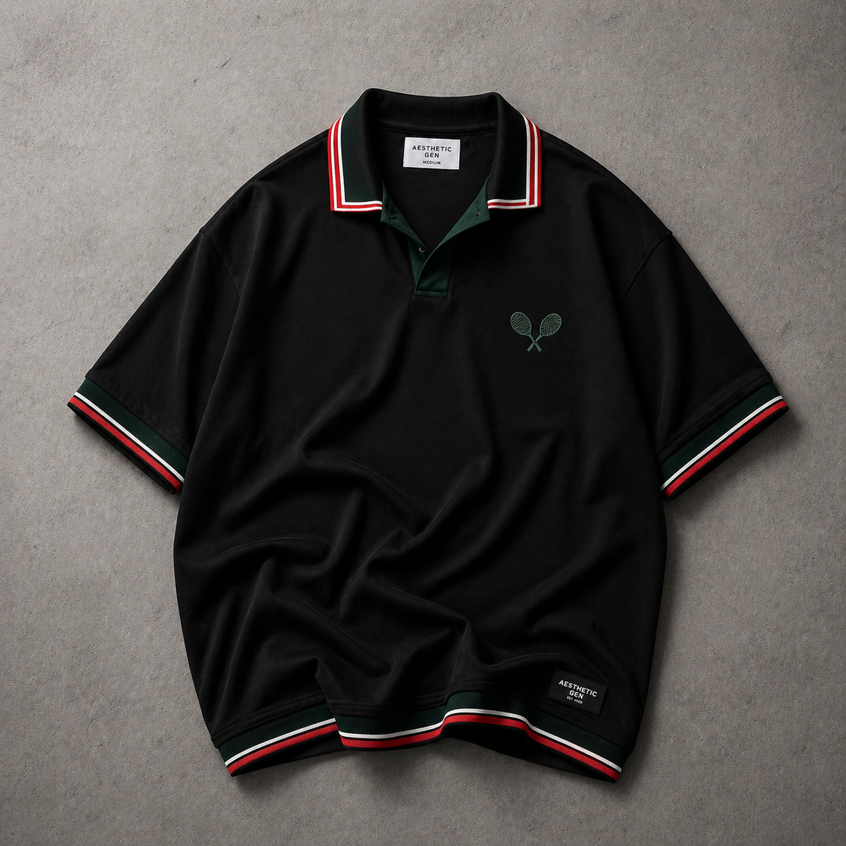 Black Midnight Court Polo Shirt – Breathable Athletic Short Sleeve Polo