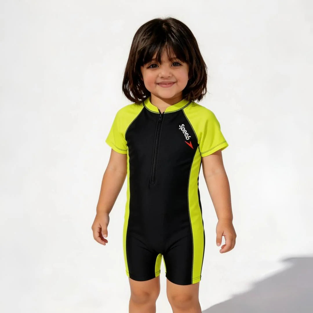 Girls Front Zip One Piece Swimming Costume – Kids Comfortable Swimwear