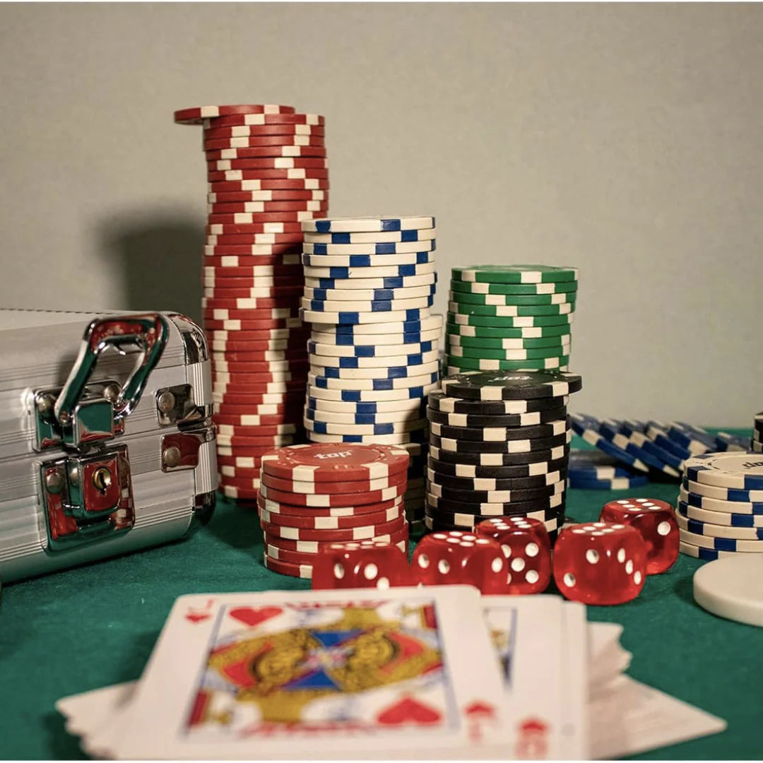 300 Piece Poker Chip Set - Premium Game Briefcase with Cards & Dice