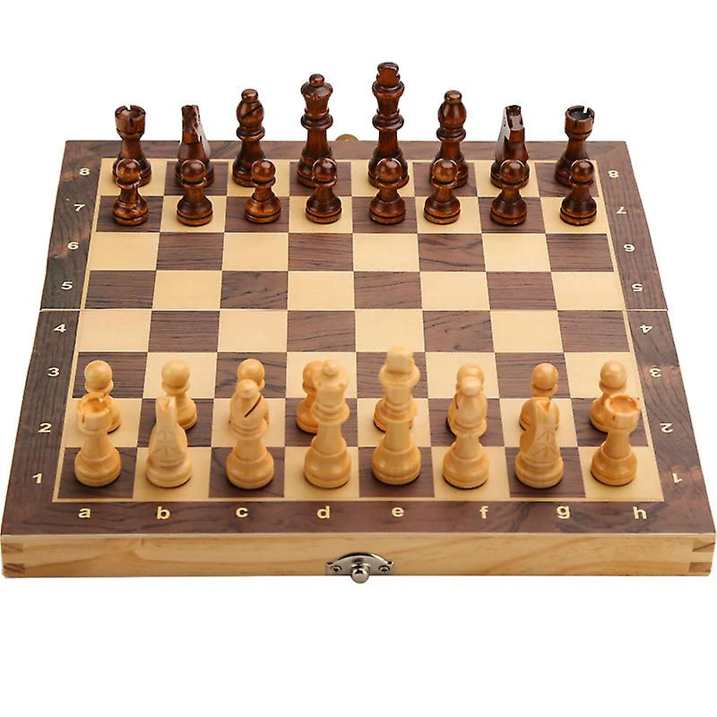 3-in-1 Wooden Chess Board Game Set – Chess, Checkers & Backgammon