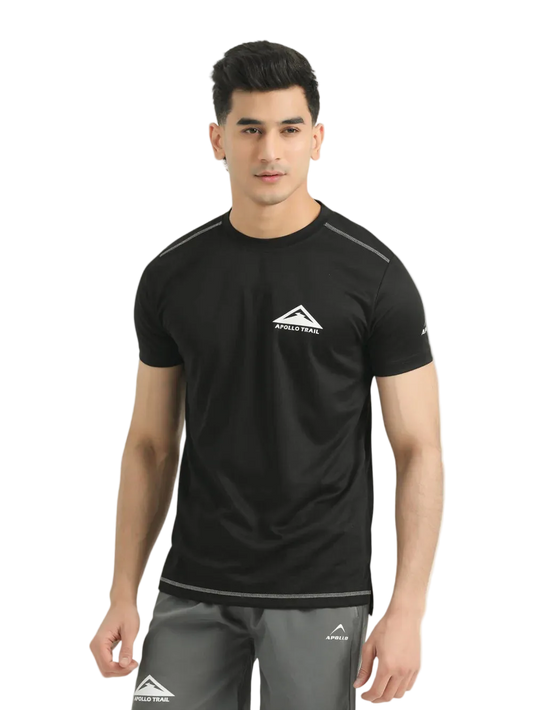 APOLLO Sports T-Shirt Men's - Micro Mesh Polyester Black