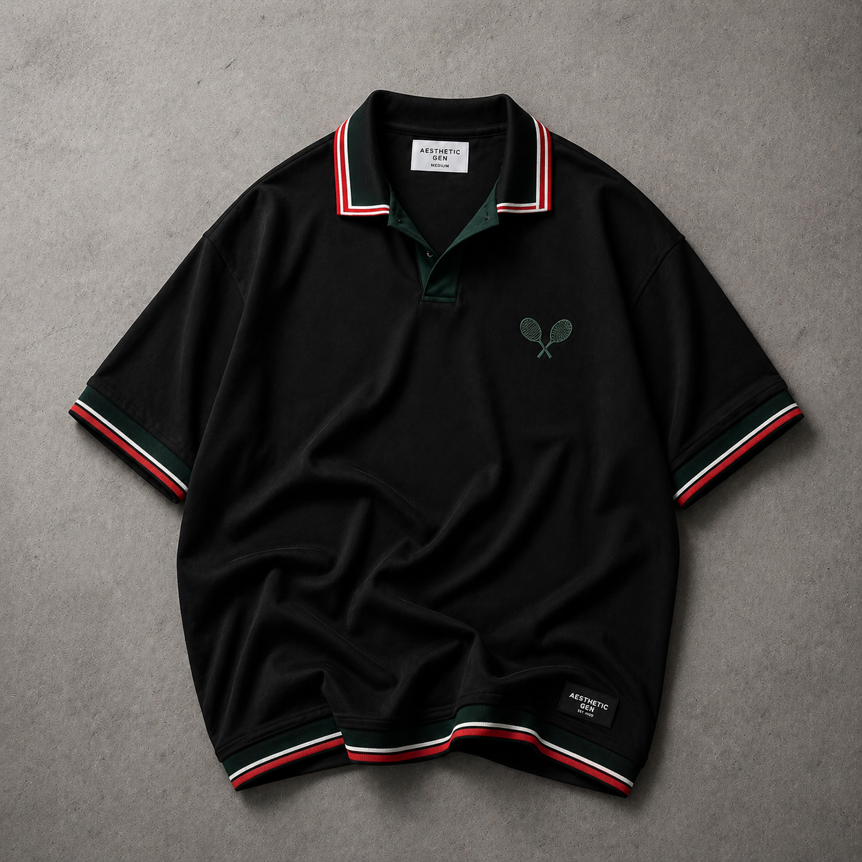 Black Midnight Court Polo Shirt – Breathable Athletic Short Sleeve Polo