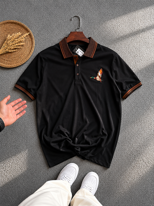Black Wild Wing Athletic Polo – Breathable Stretch Performance Top