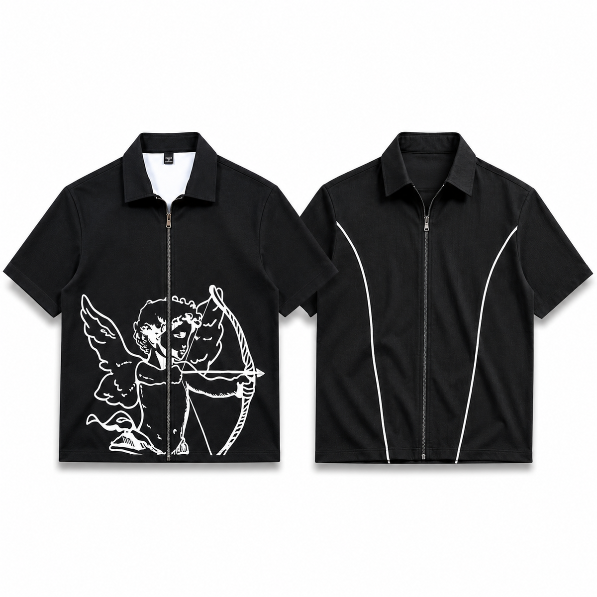 Pack of 2 Arc Zip & Urban Graphic Shirts – Modern Casual Short Sleeve Set