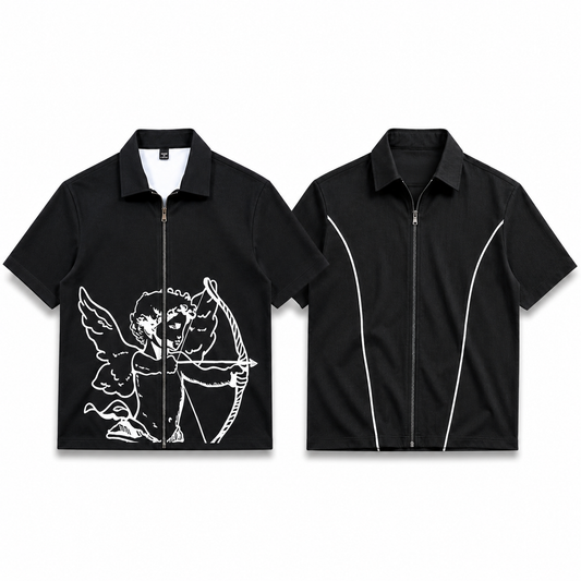 Pack of 2 Arc Zip & Urban Graphic Shirts – Modern Casual Short Sleeve Set