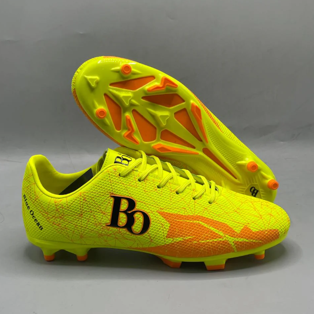 Blue Ocean Neon Yellow Football Boots | Lightweight Soccer Cleats with High-Grip Studs
