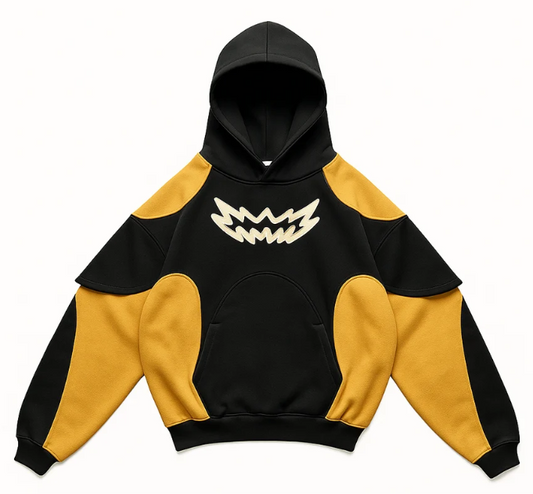 Spacewalk Hoodie – Regular Fit Graphic Hoodie | Black & Mustard