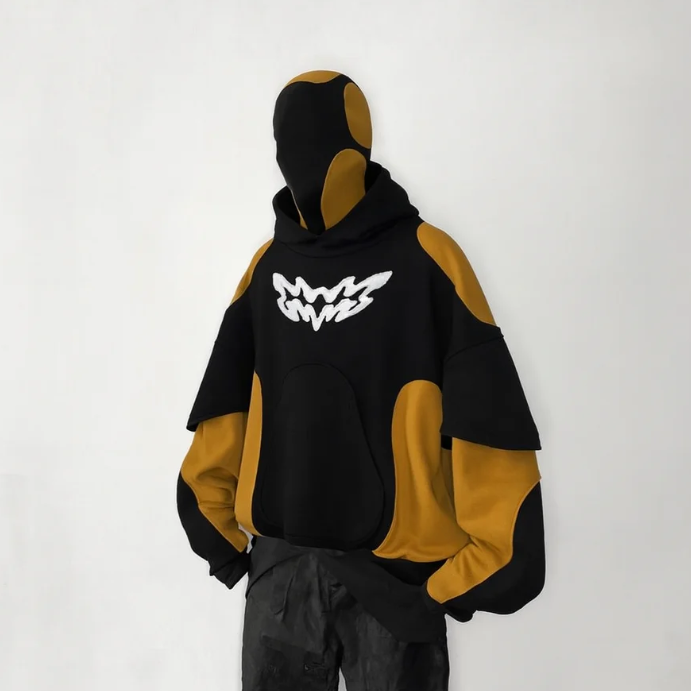 Spacewalk Hoodie – Regular Fit Graphic Hoodie | Black & Mustard