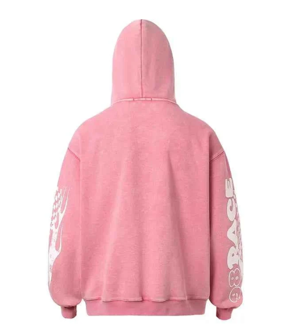 Men’s Pink Washed Racing Zip-Up Hoodie – Vintage Motorsport Melbourne & NYC Streetwear