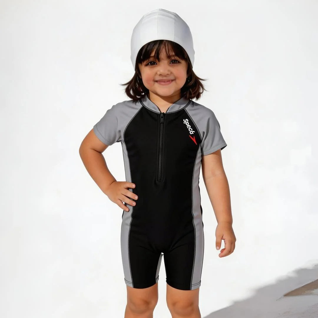 Girls Front Zip One Piece Swimming Costume – Kids Comfortable Swimwear