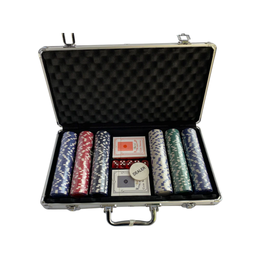 300 Piece Poker Chip Set - Premium Game Briefcase with Cards & Dice