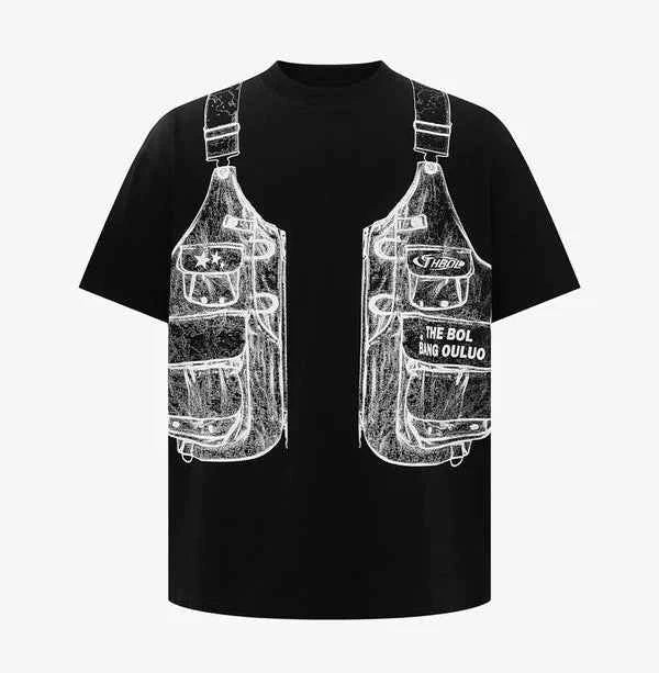Graphic Print T-Shirt with Jacket Design | Heavyweight Cotton Tee