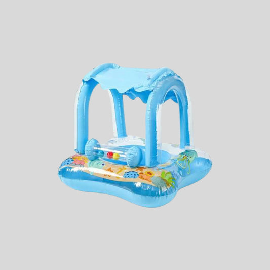 Kids Inflatable Pool Float Boat with Sun Canopy – Baby Swimming Float